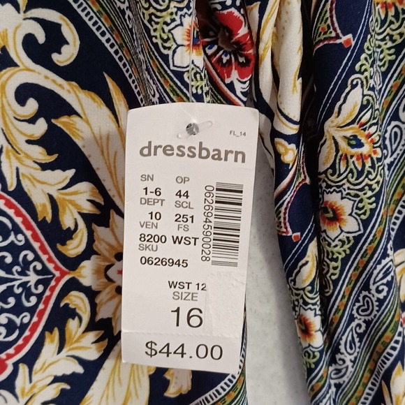 Westport 1962 Size 16 Boho Knit Shift Tie Neck Colorful Print Dress New - Picture 7 of 10